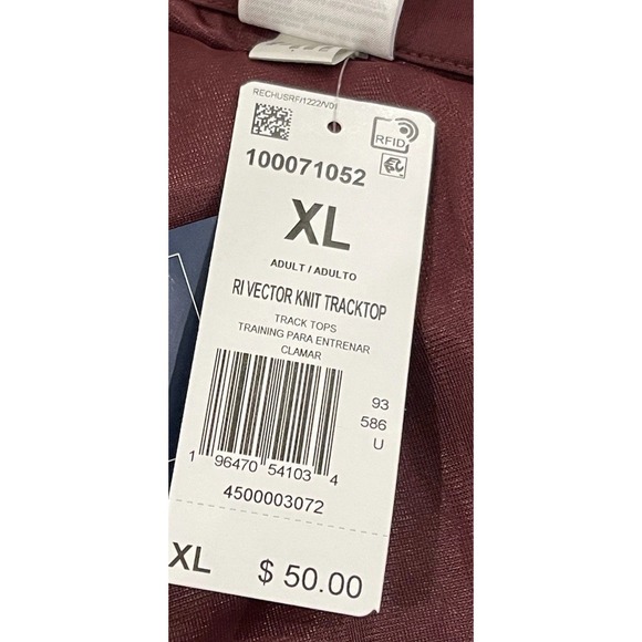 NWT Reebok Men's Track Jacket Identity Vector Tracktop Maroon-Full Zip XL Maroon - Picture 6 of 10